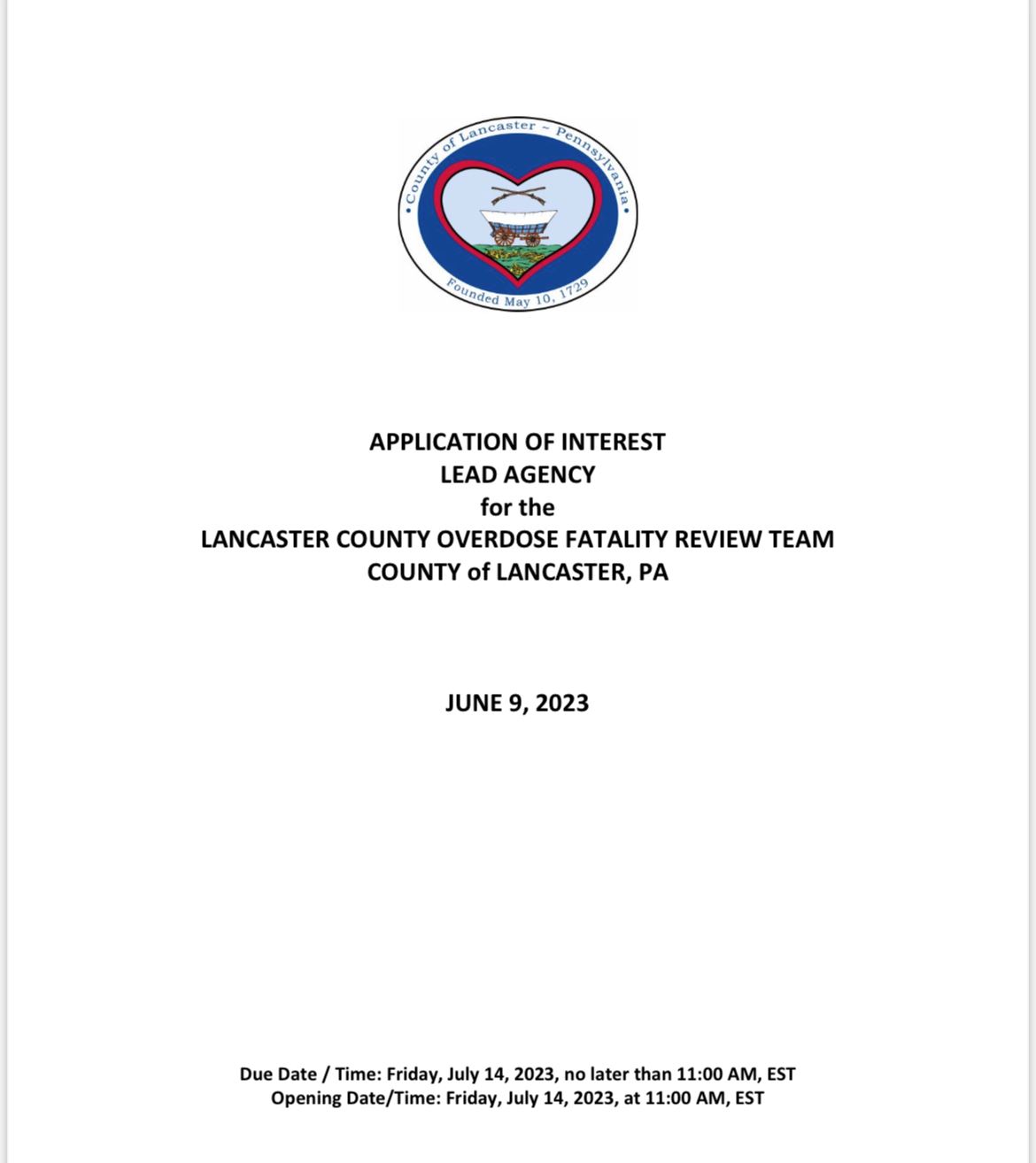 Application of Interest - Lead Agency OFR Team