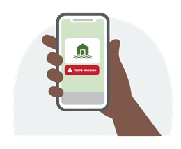 Flood alert on a phone screen.